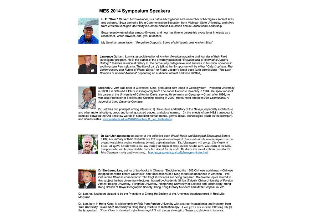 MES 2014 Symposium Speakers