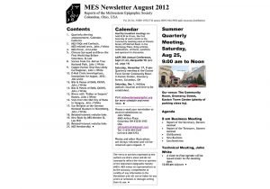 MES Newsletter August 2012